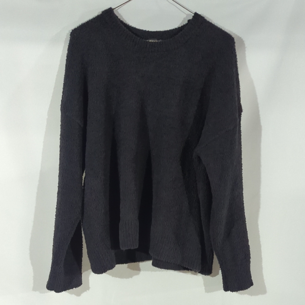 Eddie Bauer Fuzzy Gray Crew Neck Sweater
